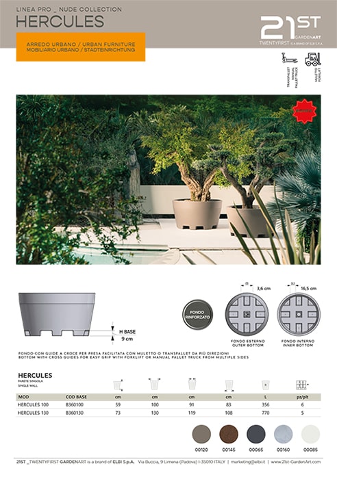 21st ELBI modello Hercules vasi grandi dimensioni in resina - copertina flyer dedicato